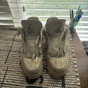 Off-White x Air Jordan 4 Sail Retro Sneakers, Size 9 - Rare Collaboration